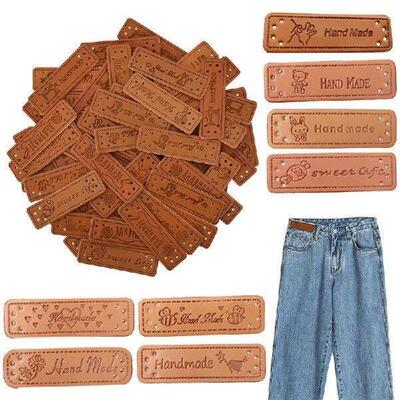 10PCS Handmade Pu Leather Tag Embossed Labels With Holes