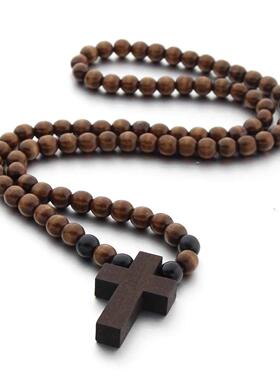 laces for Men Woman Rosary Wood Bead Payer Religious Jewelry