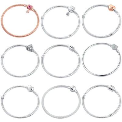 Bracelet Sterling Silver 925 Original 16-21CM Heart Round