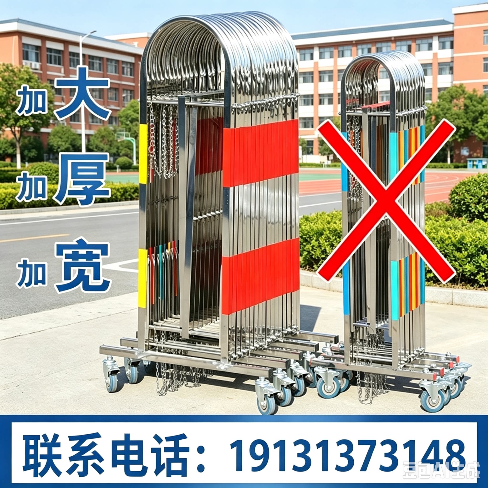 不锈钢伸缩围栏可移动折叠护栏幼儿园围挡安全施工活动隔离防护栏