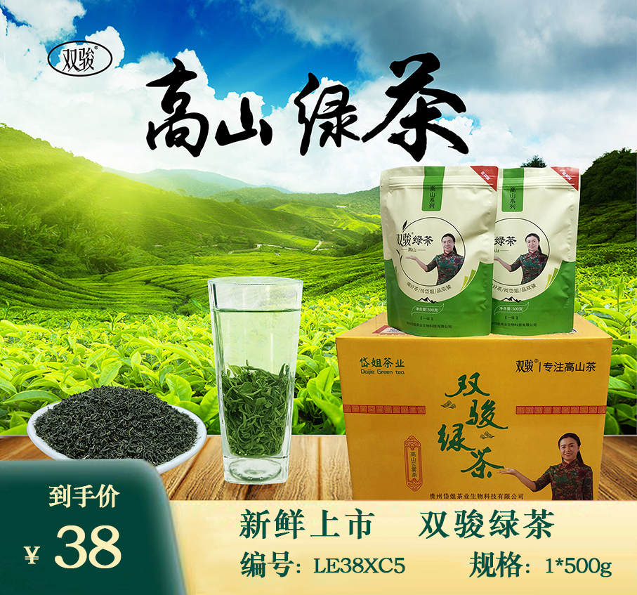 双骏茶叶LE38XC5绿茶日照充足高山云雾绿茶浓香型2023年新茶500g 茶 特色产区绿茶 原图主图