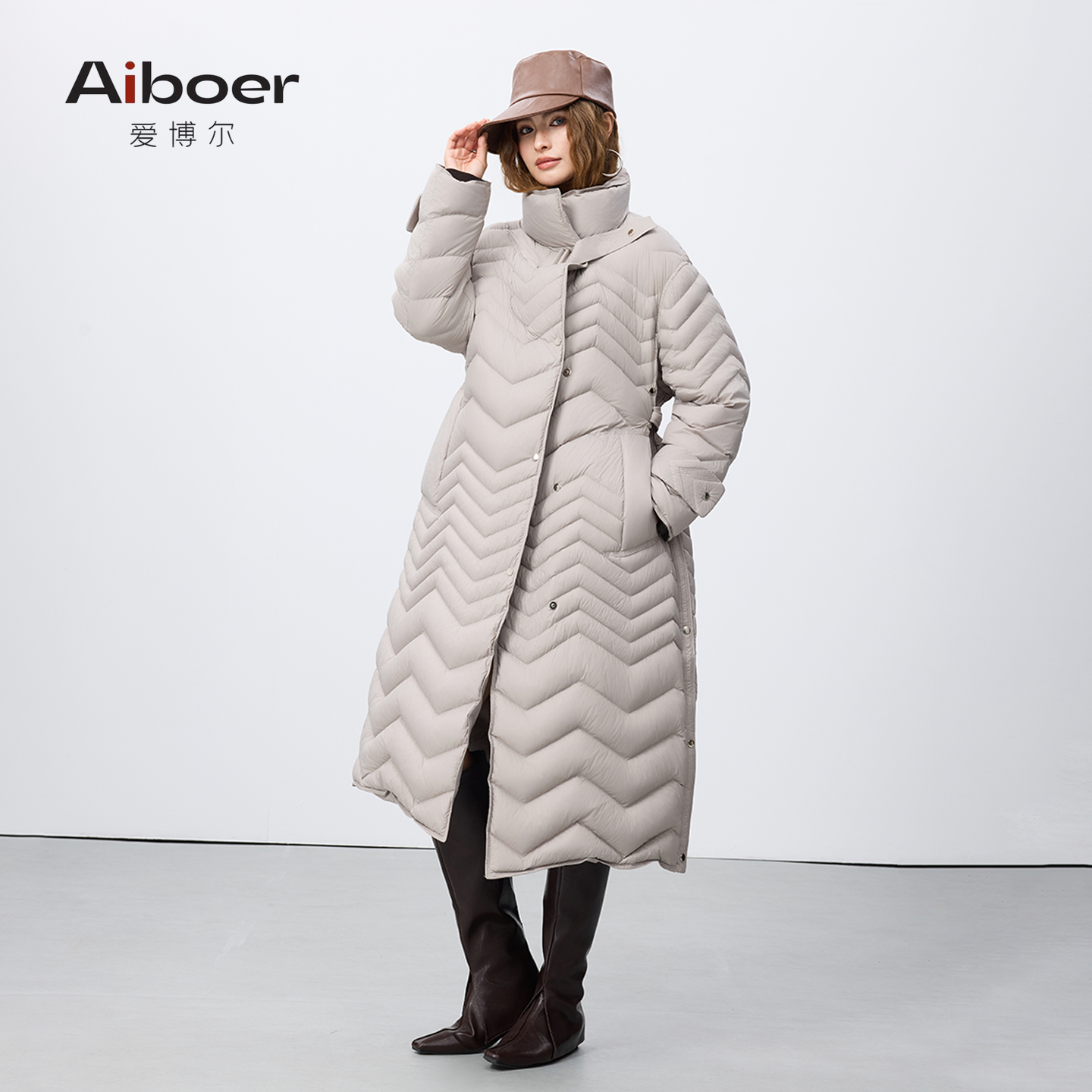 【D哥专享】云朵泡芙羽绒服女长款立领几何绗线保暖外套