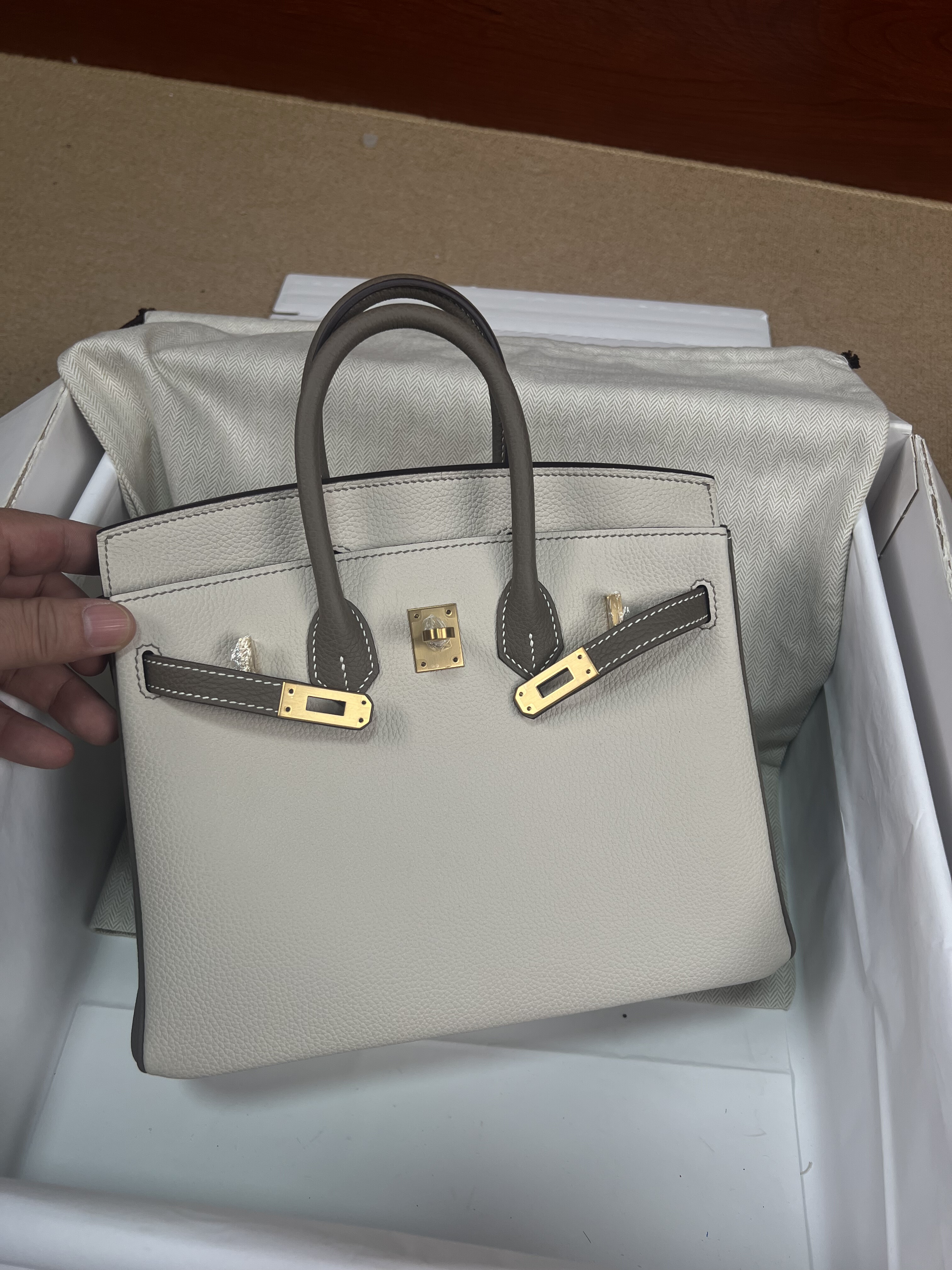 顶顶版本  年底清货  正宗德国万哈梅尔原厂togo皮奶昔白拼大象灰