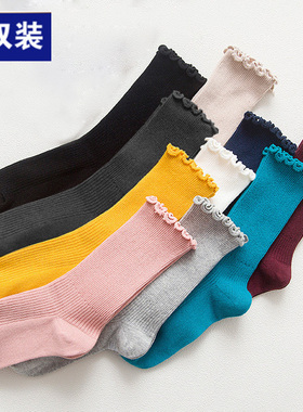 儿童袜子纯棉春秋薄款堆堆袜宝宝女童中筒袜白色女孩公主春夏长袜