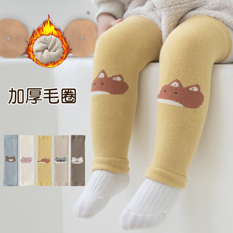 婴儿袜套秋冬季加厚保暖过膝长筒袜防摔护膝新生儿宝宝护腿爬行袜