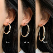 冷淡风银色素圈耳圈女2025新款 爆款 圆脸耳环轻奢高级感圈圈耳饰