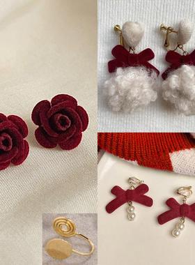 秋冬温暖耳夹无耳洞女可爱毛绒毛球夹耳环2025年新款潮网红冷淡风