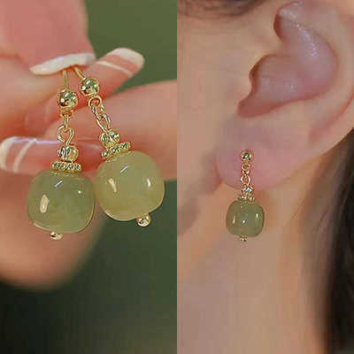 小灯泡仿和田耳钉中国风