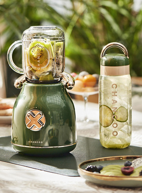 橙厨CHANCOO 榨汁机家用水果小型便携榨汁奶昔双杯复古设计高颜值