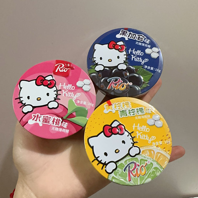 唔敌可爱！kitty猫无糖薄荷糖清凉糖硬糖果压片零食口香糖水蜜桃
