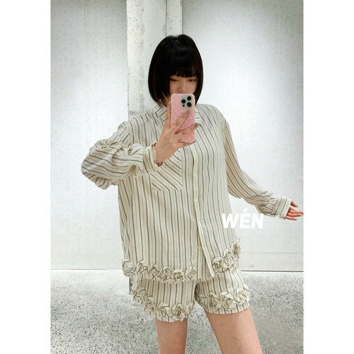 WEN买手店 UHOO WU  2026新款两件立体花亚麻衬衫 亚麻短裤