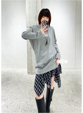 WEN买手店 AVVENN  2026新款休闲宽松两件套T恤半裙 灰色