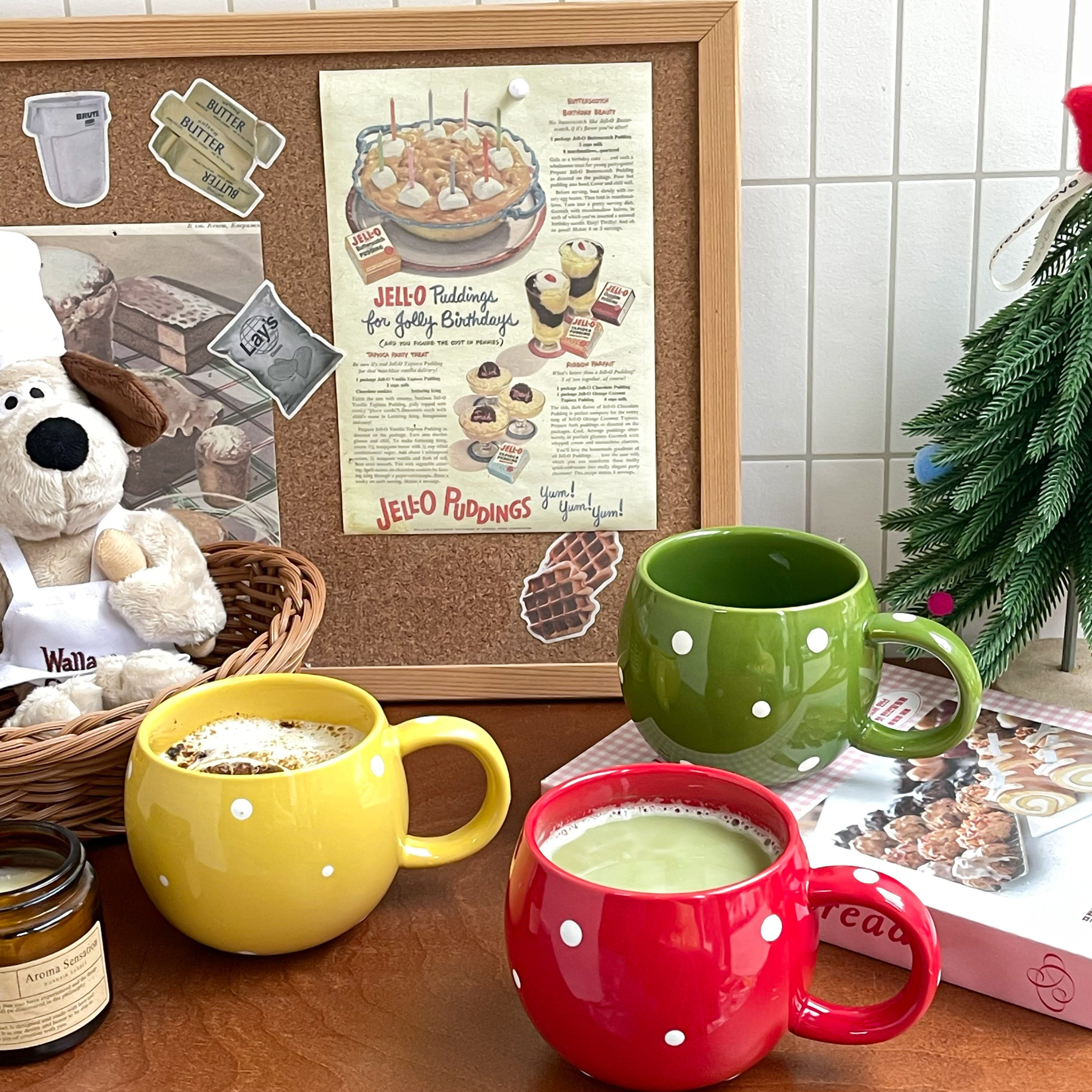 超可爱ins赫本白色波点圆球不规则马克杯简约陶瓷杯咖啡杯早餐杯