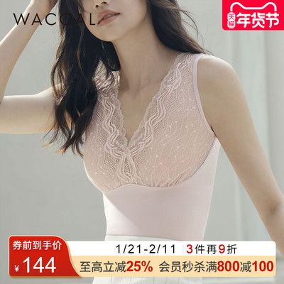 华歌尔薄款蕾丝V领美体背心式