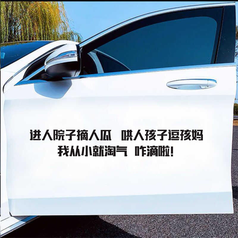 汽车贴纸进人院子摘人瓜哄人孩子逗孩妈个性创意搞笑文字车门贴纸