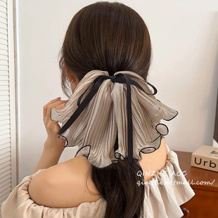 夏季 外出百搭网纱发夹女高级感后脑勺大号弹簧夹褶皱夹子头饰发卡