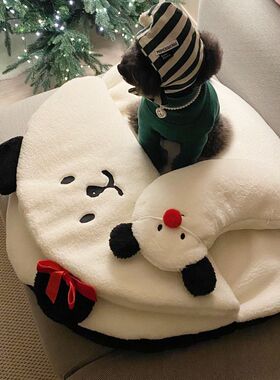 INS韩国熊猫配色外出宠物推车垫保暖睡袋可机洗猫窝狗窝宠物用品
