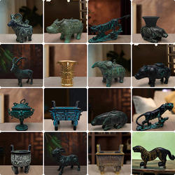 博物馆青铜器仿古摆件怀旧小件鼎酒爵何尊马踏飞燕三星堆纪念品