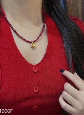 小众高级感本命年红色串珠吊坠项链女轻奢气质锁骨链百搭毛衣链潮