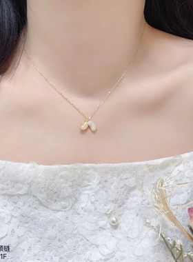 小众设计感仿珍珠好事发生吊坠s925银项链女时尚简约锁骨链颈链