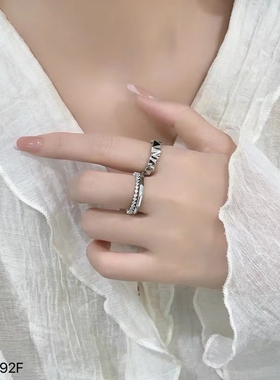 韩国小众叠戴简约银色戒指女冷淡风时尚个性指环2025年新款爆款
