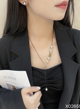 小众高级感虎眼石项链女2025秋冬扭曲巴洛克不规则冷淡风毛衣链