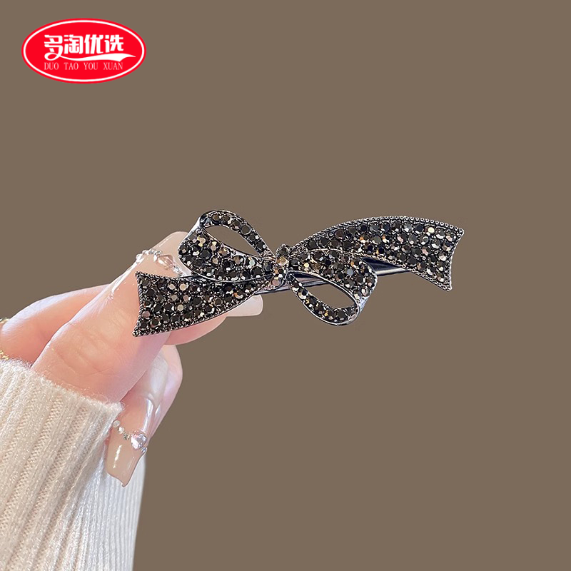 气质闪钻发卡女黑色蝴蝶结