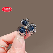 水钻小发夹蓝色精致小夹子头顶小号抓夹固定头发侧边刘海发卡发抓