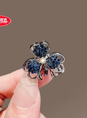 水钻小发夹蓝色精致小夹子头顶小号抓夹固定头发侧边刘海发卡发抓