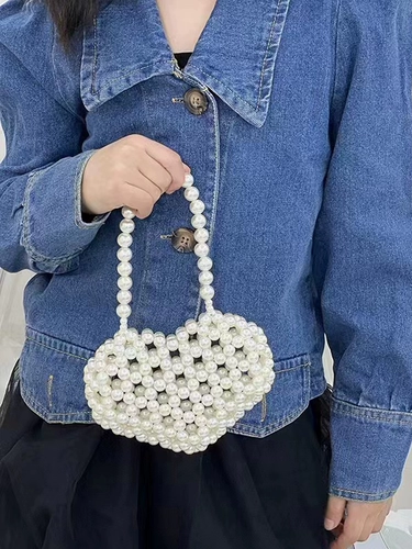 Портативная летняя плетеная сумка через плечо из жемчуга, небольшая сумка
