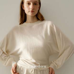 女装 100%纯山羊绒后背纽扣开叉套头针织衫 上衣 新款 enndou2026春装