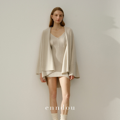 enndou春装羊绒毛巾绣披外套披肩