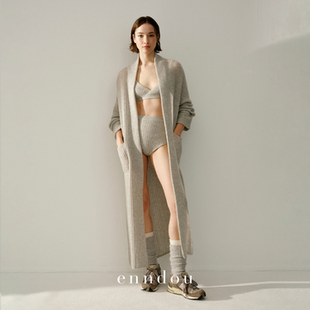 针织软糯开衫 enndou2026春装 新款 100%纯山羊绒长款 外套A类羊绒衫
