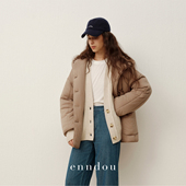 100%匹马棉云感连帽棉服新款 enndou2025冬装 新款 棉衣纯棉保暖外套