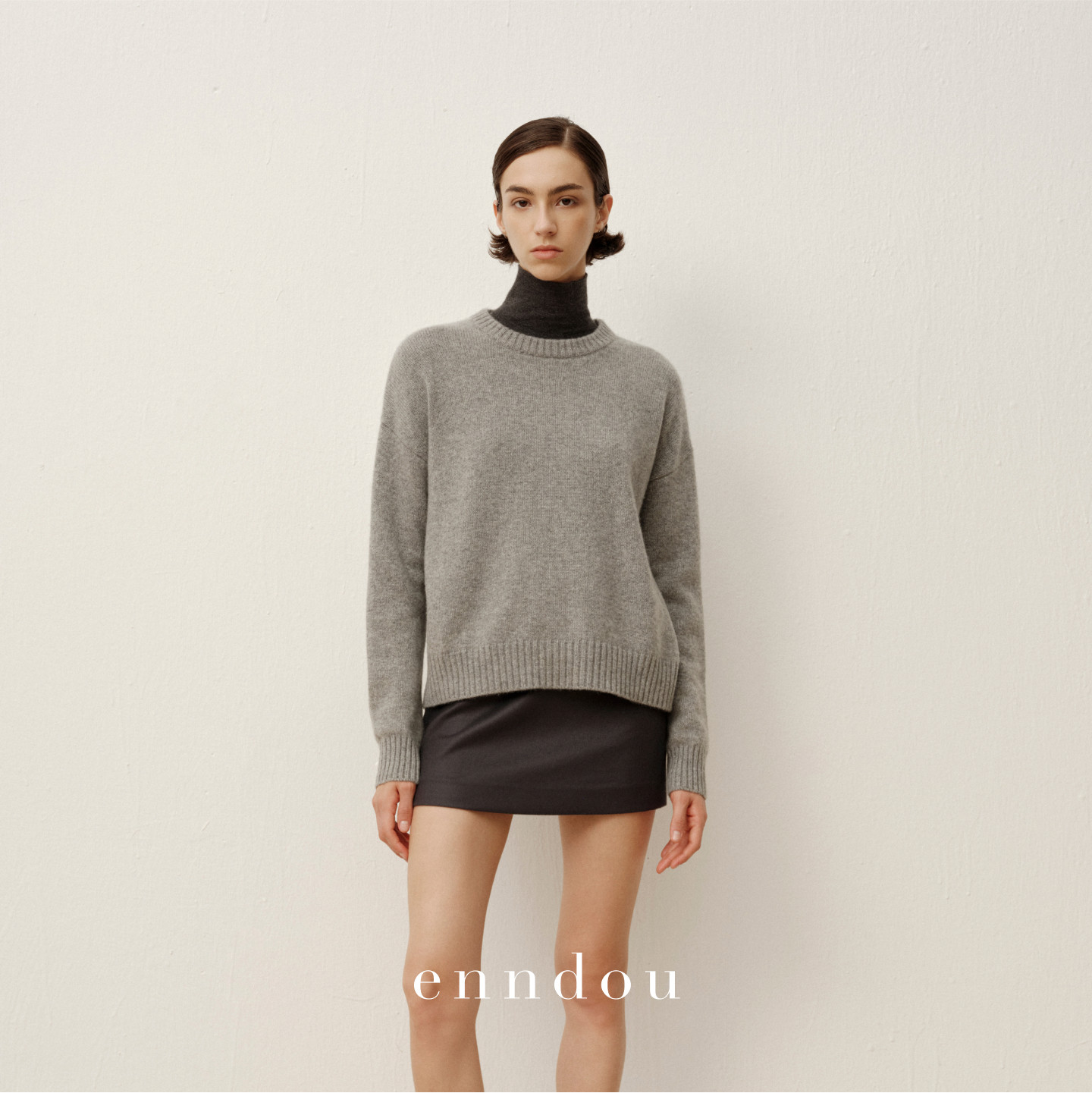 enndou 100%羊绒圆领套头针织衫秋装新款毛衣上衣女毛衫羊绒衫女