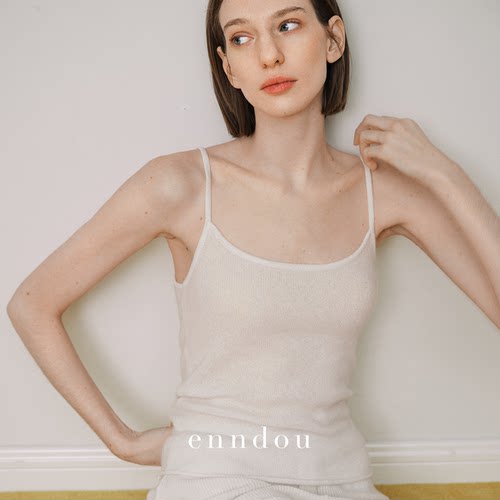 enndou 100%纯山羊绒内搭初秋上衣针织吊带背心女原创设计可外穿