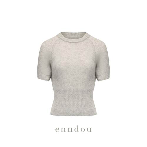 Enndou100%纯山羊绒短袖针织衫