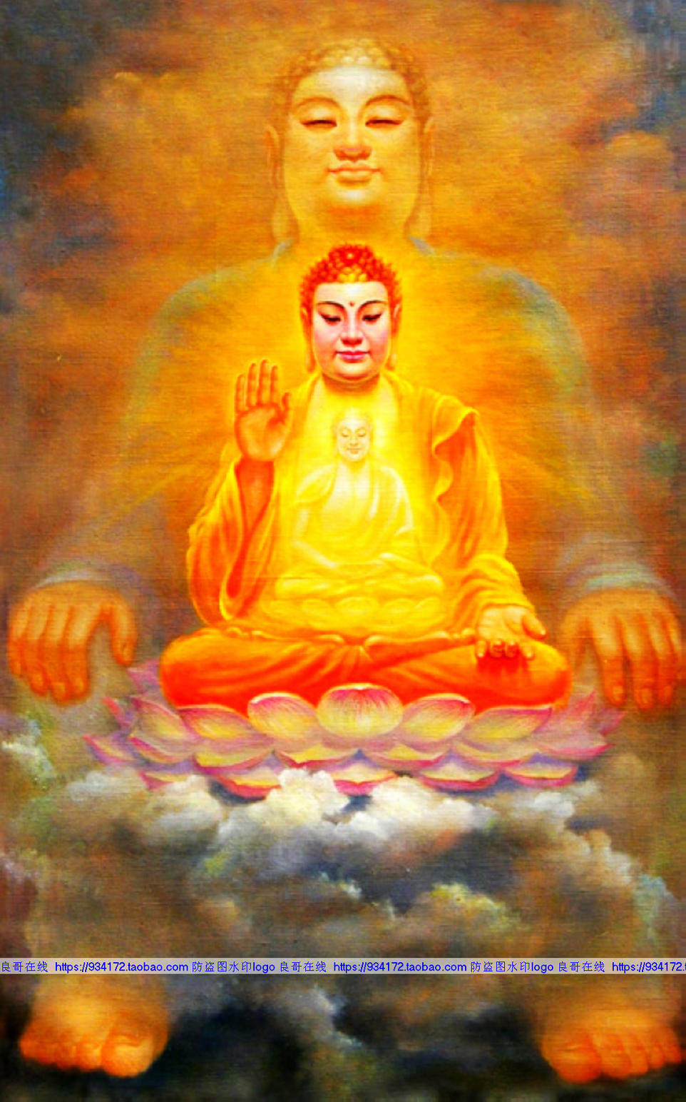 线绣 满绣全绣印花印布手绣释迦牟尼佛 大日如来十字绣 纵三世佛