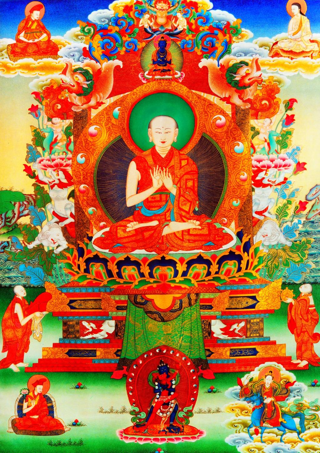 线绣 满格全绣 印布印花 十字绣定制  直贡噶举祖师吉天颂恭图