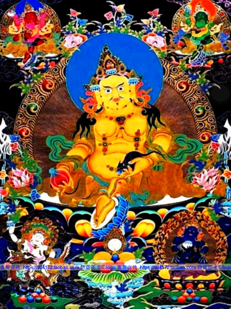 满绣印花包邮五路财神十字绣