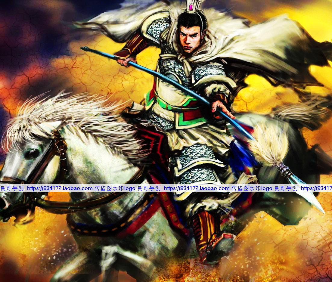 线绣 满格满格全绣印花 子龙武神赵云十字绣定制 赵子龙