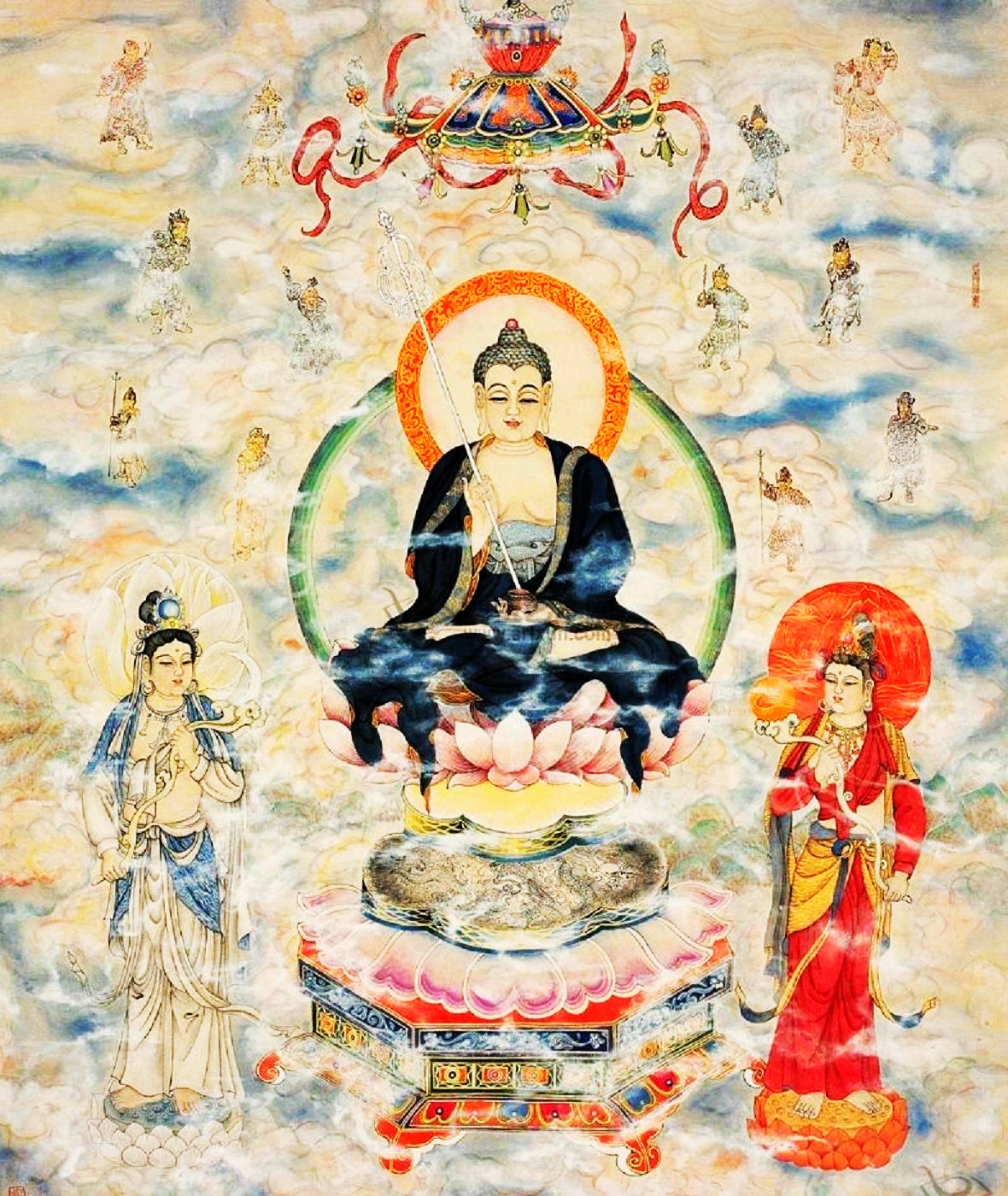 线绣 满格全绣 印布印花 十字绣定制  日光菩萨摩诃萨