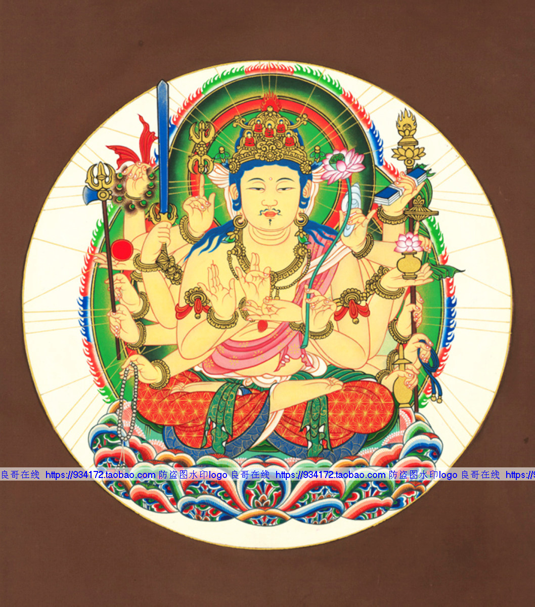 线绣 印布印花 满格全绣 丝线/棉线 准提菩萨十字绣 显密准提菩萨