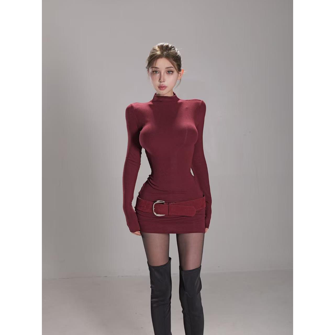 龙怼怼推荐【轻熟女长袖】秋冬法式辣妹风连衣裙收腰显瘦气质包臀