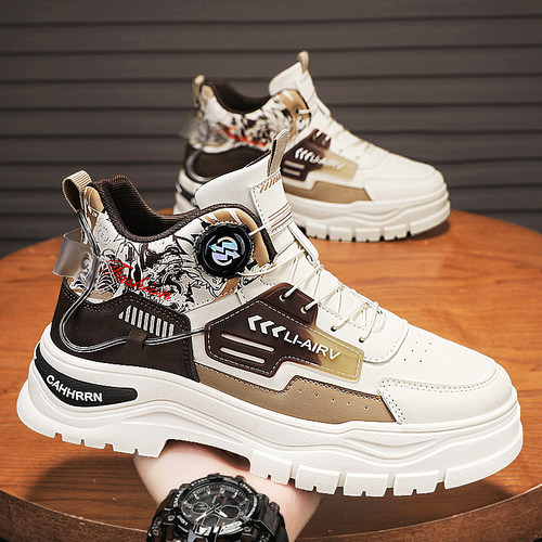 耐厚底休闲工装旋转扭扣马丁靴