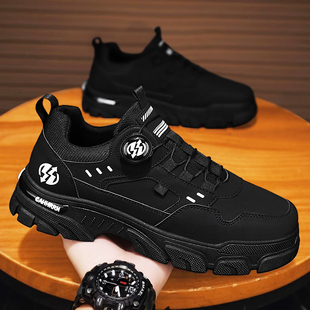 春季男鞋运动防水防滑耐磨低帮工装马丁靴上班工作干活黑色劳保鞋