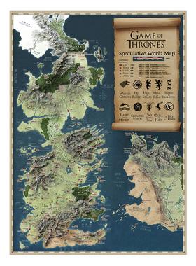 权利的游戏美剧冰与火之歌维斯特洛地图海报装饰画 咖啡馆书房墙