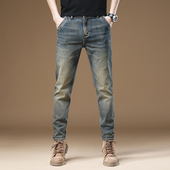 复古牛仔裤 2025秋冬做旧小脚潮牌 休闲长裤 男修身 直筒泥黄怀旧新款