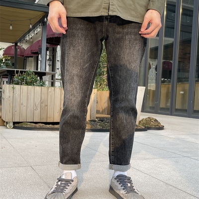 春秋新款牛仔裤男修身小脚裤