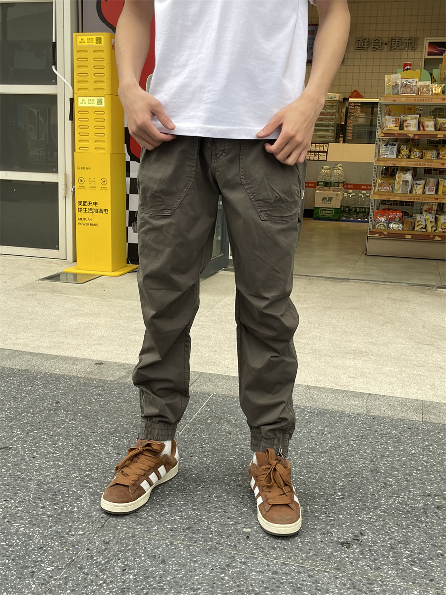 春秋工装裤男款时尚修身束脚户外中灰长裤子休闲运动裤潮牌2026年